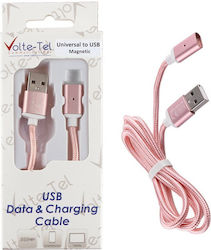 Volte-Tel USB 2.0 USB-A male σε Magnetic Ροζ 1m