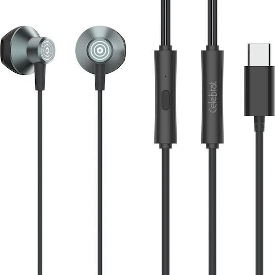 Celebrat D14-BK Earbuds Handsfree με Βύσμα USB-C Μαύρο
