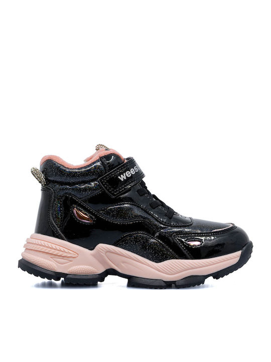 Παιδικά Sneakers High με Σκρατς Μαύρα