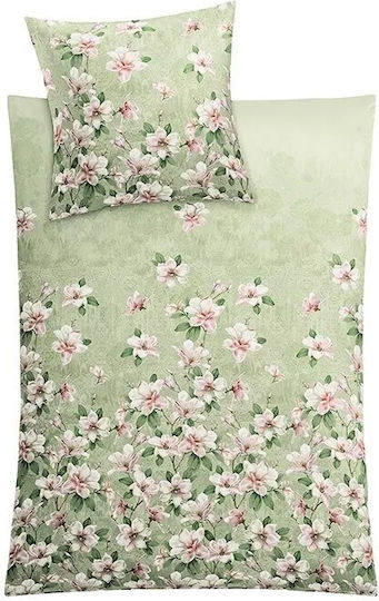 Kleine Wolke Duvet Cover Set Cotton Single with Pillowcase 135x200 Magnolia Green
