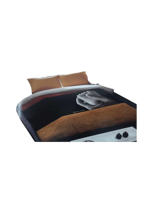 National Geographic Bettbezug-Set Baumwolle Einzelbett mit Kissenbezug & 1 Bettlaken 160x200 Fn.ng 016 Black