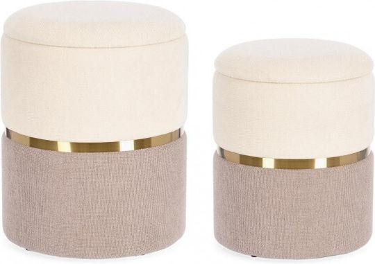 Stool For Living Room Pink/Ivory 2pcs 36x36x44cm Stool For Living Room Pink/Ivory 2pcs 36x36x44cm