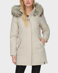 Only Women's Short Lifestyle Jacket for Winter with Hood White
