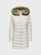 Only Women's Short Puffer Jacket for Winter with Hood White