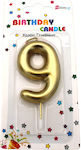 Birthday Candle "9" in Gold Color 8PRT15