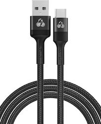 Powertech Braided USB 3.0 Cable USB-C male - USB-A 60W Black 0.6m (PTR-0129)