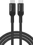 Powertech Braided USB 3.2 Cable USB-C male - USB-C 100W Black 1m (PTR-0136)