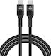 Powertech Braided USB 2.0 Cable USB-C male - USB-C 100W Μαύρο 1m (PTR-0132)