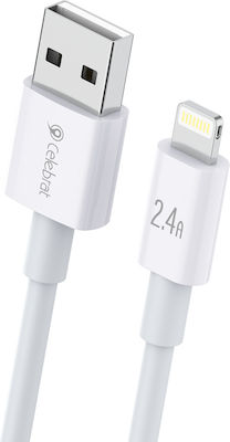 Celebrat USB-A to Lightning Cable Λευκό 1.2m (CB-24L)