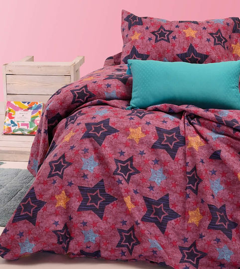 Melinen Σετ Σεντόνια Μονά Βαμβακερά Asterio Dusty Pink. 170x260cm 3τμχ
