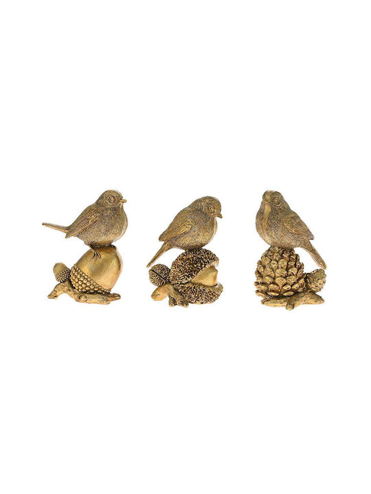 Iliadis Christmas Plastic Figure Little bird Gold Length 9cm 3pcs