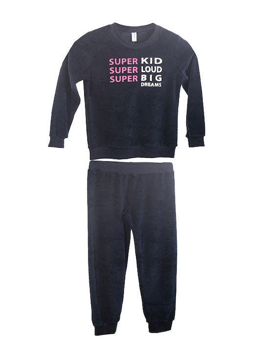 Dreams by Joyce Kids Nightwear Winter Cotton Black Top & Bottom Set Super