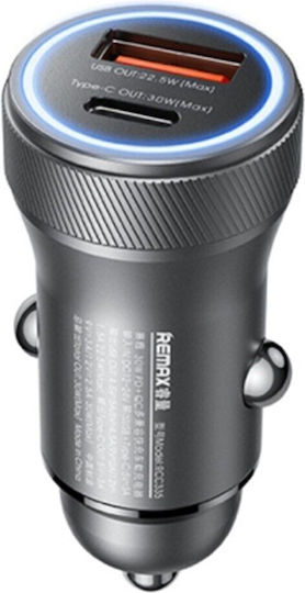 Remax Car Charger 30W Fast Charging with one Port: 1xUSB Black Color