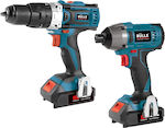 Bulle Set Impact Drill Driver & Impact Screwdriver 18V with 2 4Ah - 2Ah Batteries and Case