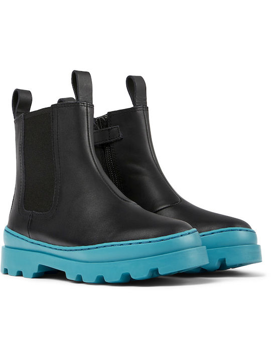 Camper Brutus Kids Leather Boots with Zipper Black