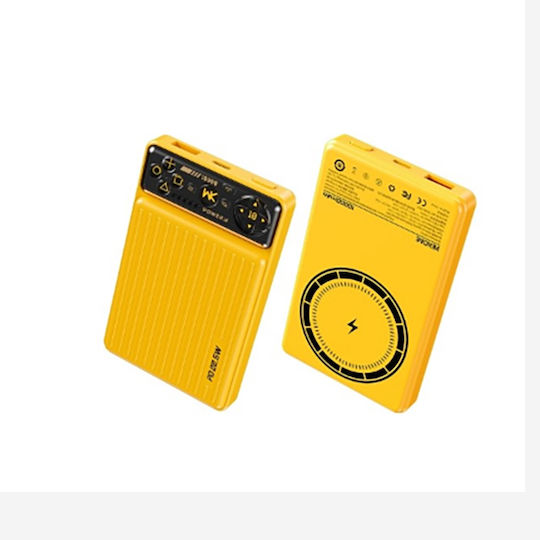 WK WP-29 Power Bank 10000mAh 15W με Θύρα USB-A και Θύρα USB-C Κίτρινο