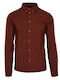 Solid Men's Shirt Long Sleeve Brown