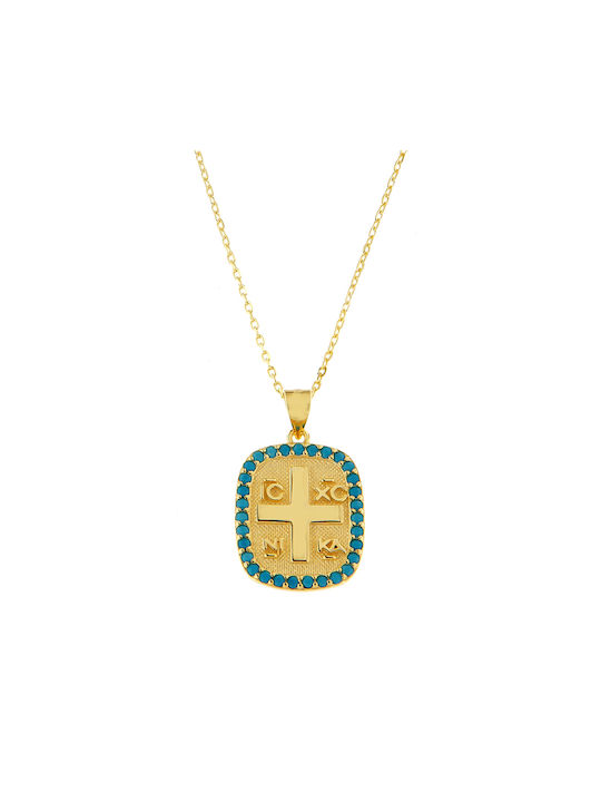 Ioannis Kosmima Necklace Constantine Amulet from Gold Plated Silver with Zircon