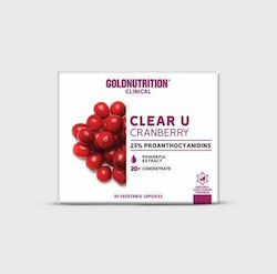 Gold Nutrition Clear U Cranberry 150mg Cranberry 30 φυτικές κάψουλες