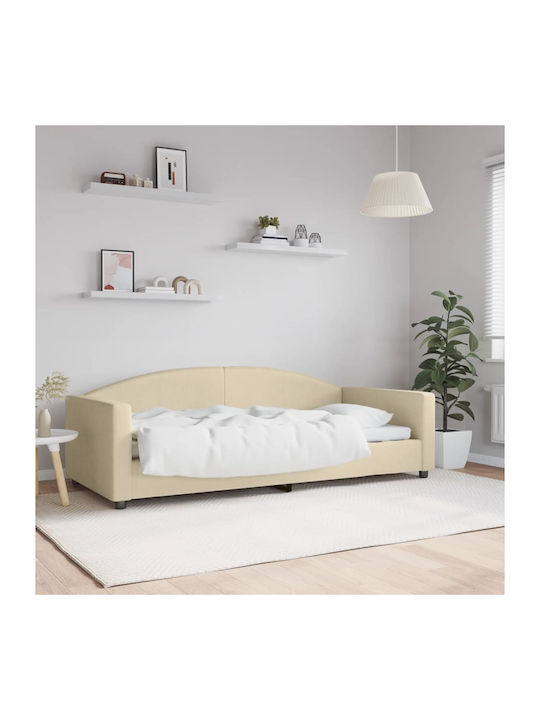 Sofa Bed Single Upholstered with Fabric Blue wi...