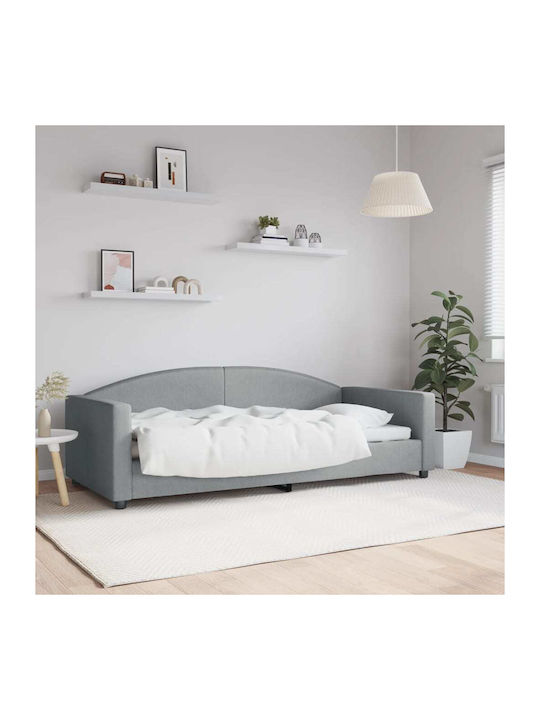 Sofa Bed Single Upholstered with Fabric Light G...