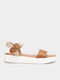 Women's Flat Sandals with Strap Flatforms in Tabac Brown Color
