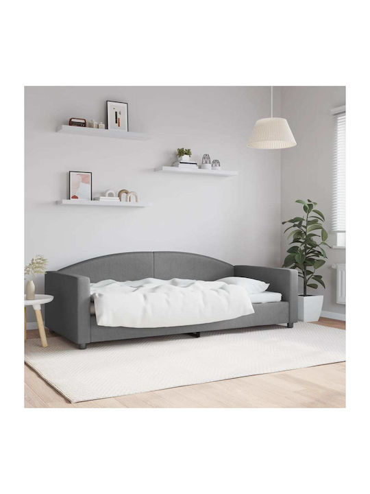Sofa Bed Single Upholstered with Fabric Dark Gr...