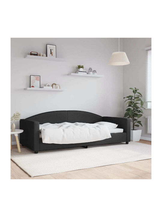 Sofa Bed Single Upholstered with Fabric Black w...