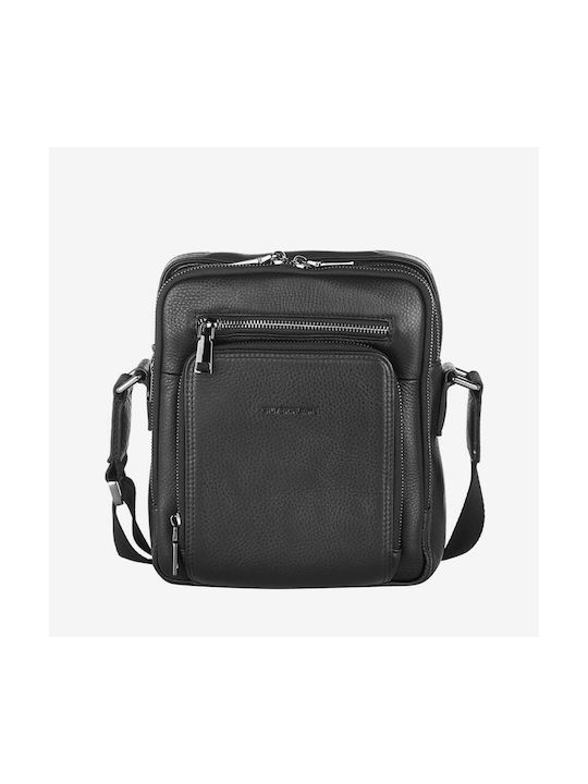 Silver Flame Piele Geantă pentru bărbați Umăr / Crossbody Neagră