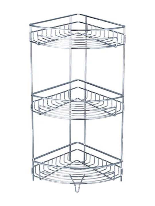Bormann BTW9042 Corner Wall Mounted Bathroom Shelf Metallic with 3 Shelves 20.8x20.8x57cm Silver
