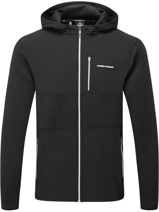 Jachetă Bărbătească Fleece cu Glugă Neagră