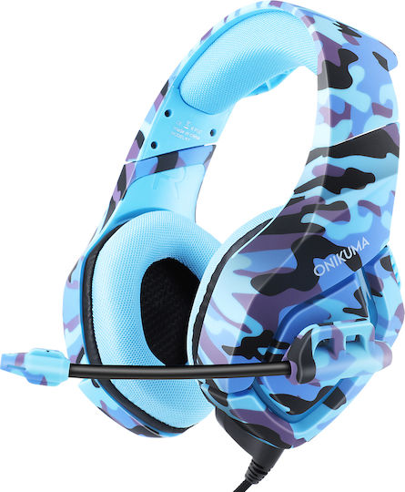 Onikuma K1-B Over Ear Gaming Headset με σύνδεση 3.5mm Camo Blue for PC