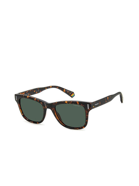 Polaroid Sunglasses with Green Tartaruga Plastic Frame and Green Polarized Lens PLD6206/S 086/UC
