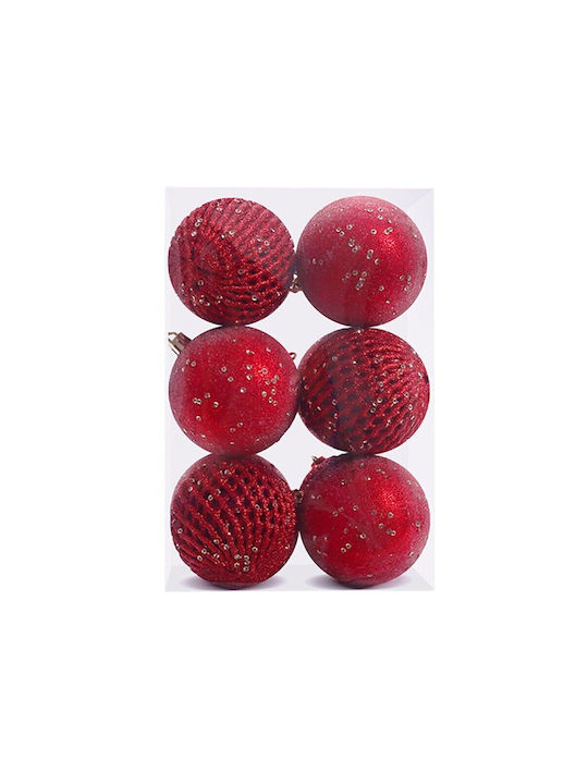 Christmas Plastic Set Ornaments Red 12pcs