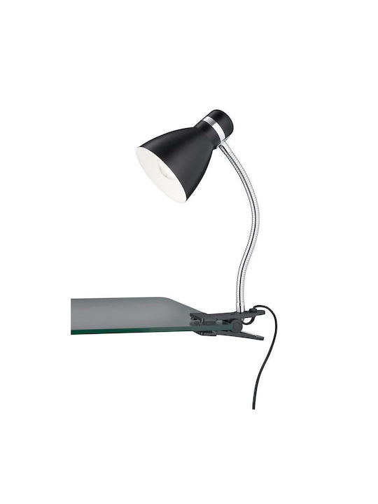 Trio Lighting Φωτιστικό Γραφείου με Εύκαμπτο Βραχίονα για Ντουί E27 και Κλιπ σε Μαύρο Χρώμα