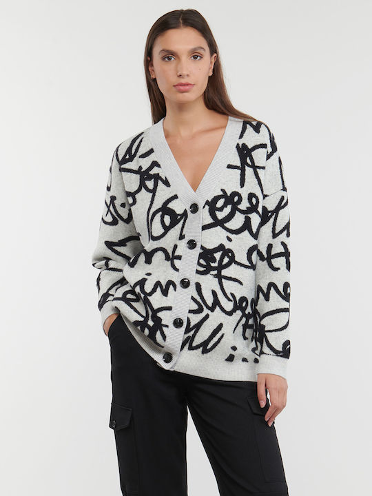 Desigual 'lettering' Women's Knitted Cardigan White
