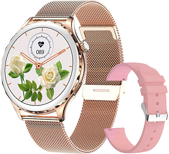Rubicon SR048B 44mm Smartwatch με Παλμογράφο (Ροζ Χρυσό)
