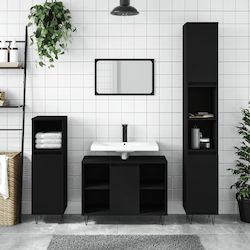 vidaXL Bathroom Cabinet L30xD30xH100cm Black