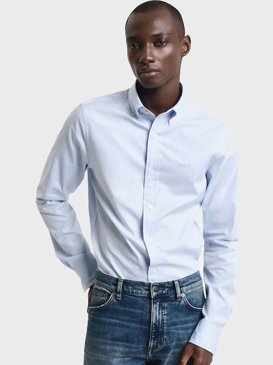 Long-sleeved Cotton Shirt Light Blue