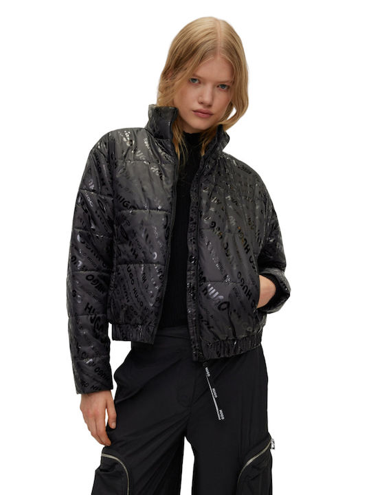 Hugo Boss Kurz Damen Puffer Jacke für Winter Schwarz