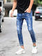 Men's Elastic Jeans Pants with Slim Fit Blue