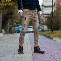 Mohicans Black Line Παντελόνι Τζιν Slim Fit Μπεζ