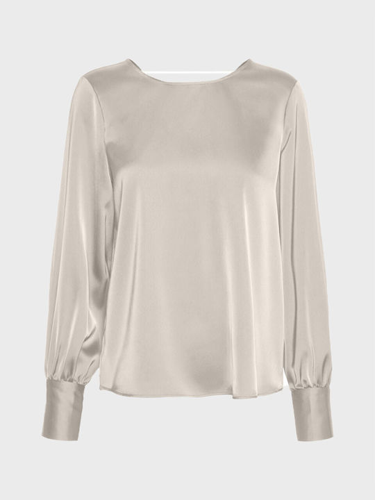 Vero Moda Damen Bluse Langärmelig Beige