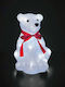 Aca Illuminated Christmas Plastic Figure Bear White Height 30cm Sitting Bear