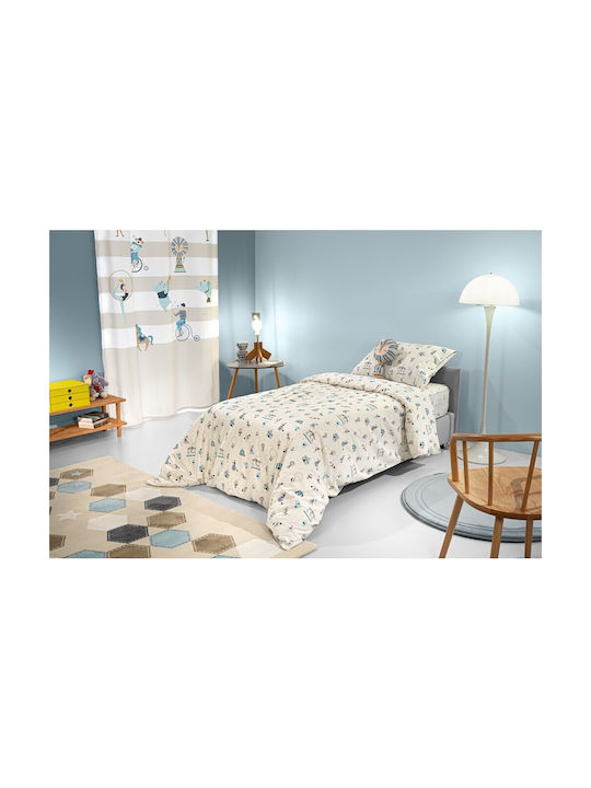 Saint Clair Sheet Set Single Cotton Enjoy Sky Ecru 165x250cm 2pcs