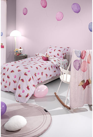Saint Clair Комплект чаршафи Единично Памучни Pet Фуксия 165x250см 2бр
