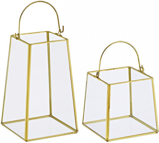 Palma Emporio Glass Lantern Gold 13x13x12.5cm