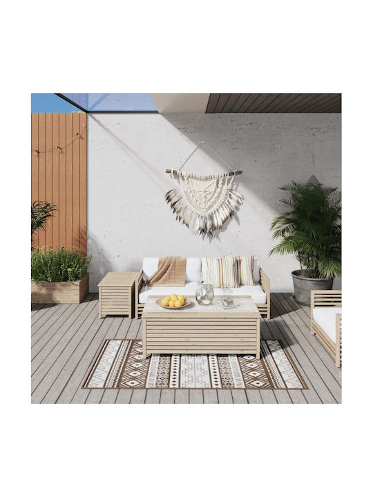 vidaXL Rug Outdoor Rectangular Coffee/White