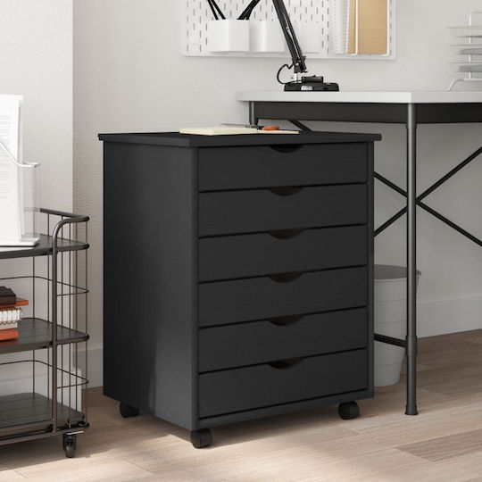 vidaXL Büroaufbewahrungsschublade aus Massivholz mit Rädern in Grau 53x39x65,5cm