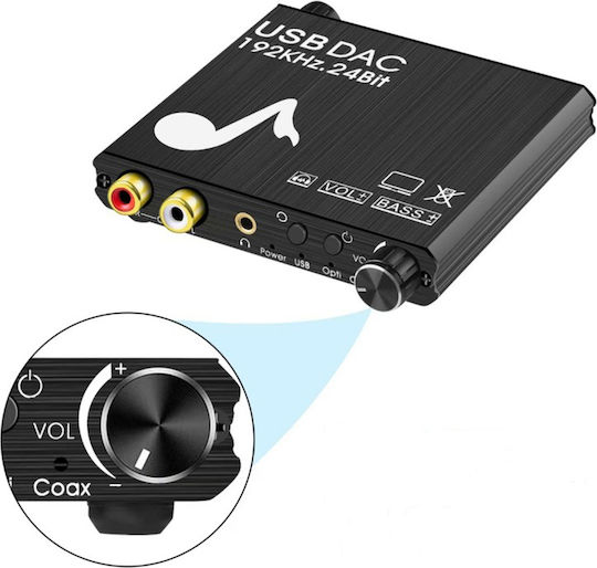 Dac-192khz/24bit Wy-02196 Конвертор Коаксиален / Toslink / RCA женски към Коаксиален / Toslink / RCA женски 1бр